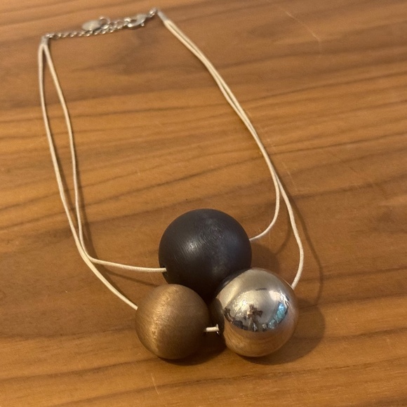 Vintage Aarikka Finland Three Round Bead Modernist Necklace - Picture 1 of 7